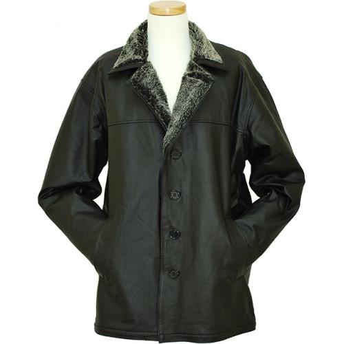 Zero Black Genuine Leather Blazer Jacket With Grey Fur Lining